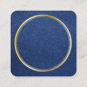 Carte De Visite Carré Cuir bleu | Bague métallique or (Dos)