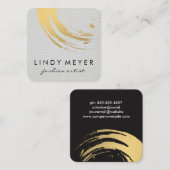 Carte De Visite Carré Cuir brossé or et cuir blanc (Devant / Derrière)