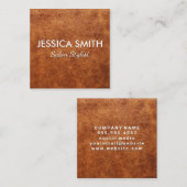 Carte De Visite Carré Cuir Brown élégant (Devant / Derrière)