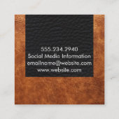 Carte De Visite Carré Cuir Brown élégant professionnel (Dos)