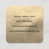 Carte De Visite Carré Cuir en or Faux (Dos)