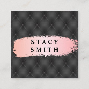 Carte De Visite Carré Cuir métallique rembourré   Brossé rose