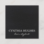 Carte De Visite Carré Cuir noir simple (Devant)