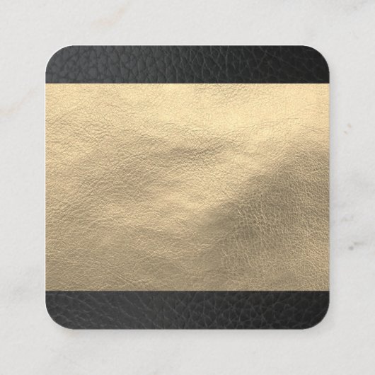 Carte De Visite Carré Cuir Or Faux / Découpe en Cuir Noir (Dos)
