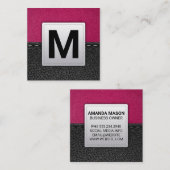 Carte De Visite Carré Cuir rose | Cuir pointu (Devant / Derrière)