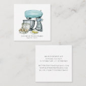 Carte De Visite Carré Cuisine à l'aquarelle Baker Chef pâtisserie (Devant / Derrière)