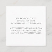 Carte De Visite Carré Cuisine à l'aquarelle Baker Chef pâtisserie (Dos)