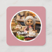 Carte De Visite Carré Cuisine Crochet dame Merci rose (Devant)