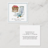 Carte De Visite Carré Cuisine d'aquarelle chef boulanger (Devant / Derrière)