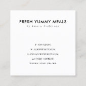 CARTE DE VISITE CARRÉ CUISINE EN CHEF EN POT BLANC ET NOIR MINIMAL (Dos)