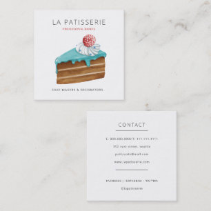 Carte De Visite Carré Cuisine moderne Bleu Cheesecake boulangerie pâtiss