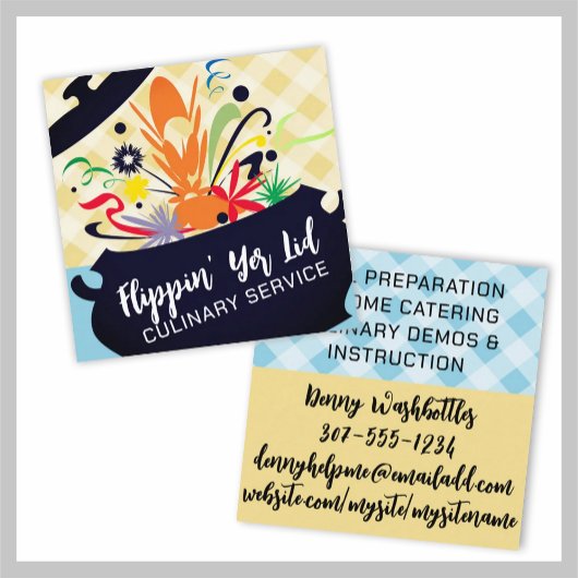 Carte De Visite Carré Cuisine pot éclatant arômes chef cuisine gastronom