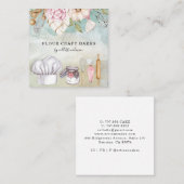 Carte De Visite Carré Cuisinier à l'aquarelle du chef boulanger Ustensil (Devant / Derrière)