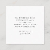 Carte De Visite Carré Cuisinier Pâtissier Rose Élégant Gâteau Monogramme (Dos)