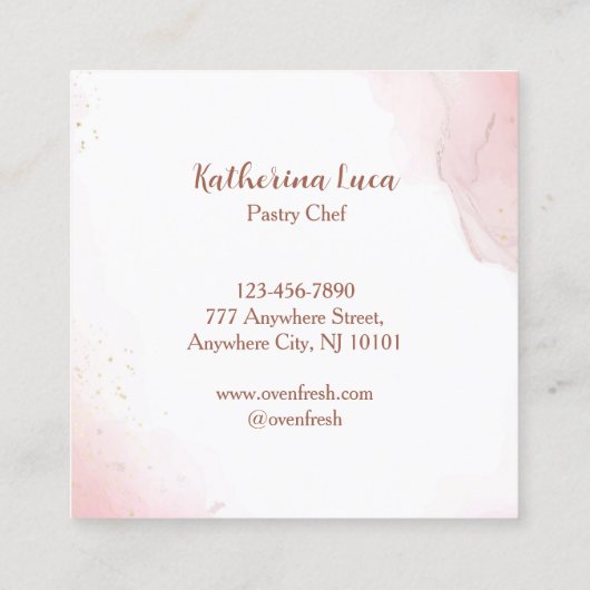 Carte De Visite Carré Cuisson rose Ustensiles de Parties scintillant Dri (Dos)
