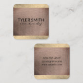 Carte De Visite Carré Cuivre et métal d'or (Faux) (Devant / Derrière)