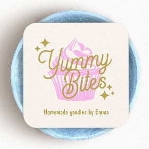 Carte De Visite Carré Cupcake Baker rose