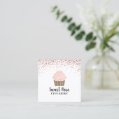 Carte De Visite Carré Cupcake Bakery Cute Rose Gold Confetti (Debout devant)