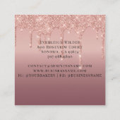 Carte De Visite Carré Cupcake Bakery Pastry Chef Glitter Drips Rose Gold (Dos)