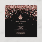 Carte De Visite Carré Cupcake Bakery Pastry Chef Glitter Drips Rose Gold (Dos)