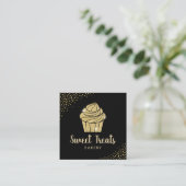 Carte De Visite Carré Cupcake Bakery Pastry Chef Modern Black & Gold (Debout devant)