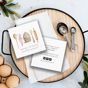 Carte De Visite Carré Cupcake Boulangerie Pâtisserie Chef boulangerie Us