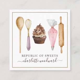 Carte De Visite Carré Cupcake Boulangerie Pâtisserie Chef boulangerie Us