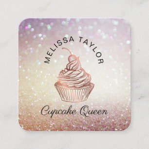 Carte De Visite Carré Cupcake Cakes & Sweets Accueil Boulangerie Rustiqu