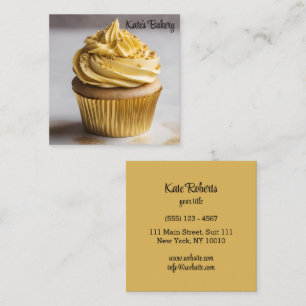 Carte De Visite Carré Cupcake Gold Simple Bakery Pâtisserie Chef Cuisine