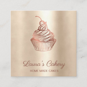 Carte De Visite Carré Cupcake Home Bakery Rustic Vintage