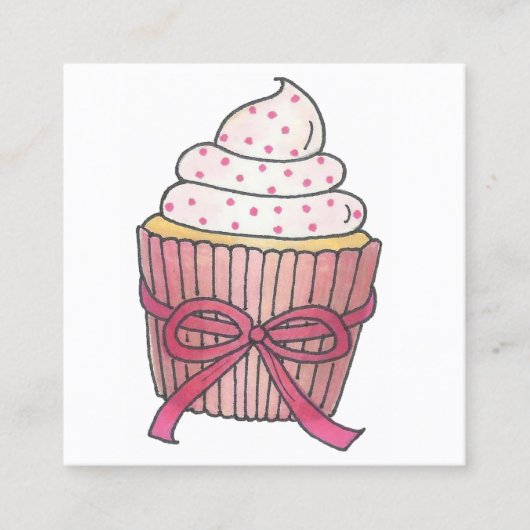 Carte De Visite Carré Cupcake Rose Cupcake Cupcake Cuisiné Par Chef Pâti (Devant)
