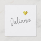 Carte De Visite Carré cursive main feminine love heart on white (Devant)