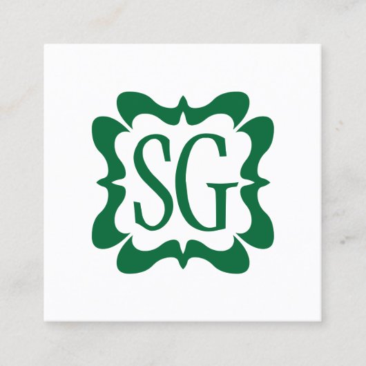 Carte De Visite Carré Curvy Box 02 - Initiales - Green Forêt (Devant)