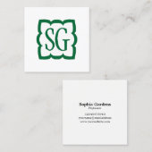 Carte De Visite Carré Curvy Box 03 - Initiales - Green Forêt (Devant / Derrière)