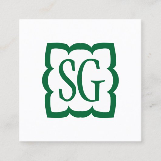 Carte De Visite Carré Curvy Box 03 - Initiales - Green Forêt (Devant)