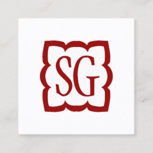 Carte De Visite Carré Curvy Box 03 - Initiales - Rouge rubis