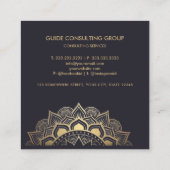 Carte De Visite Carré Custom Dark Navy Blue Gold Mandala Professional (Dos)
