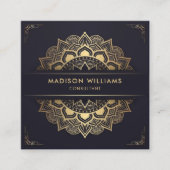 Carte De Visite Carré Custom Dark Navy Blue Gold Mandala Professional (Devant)