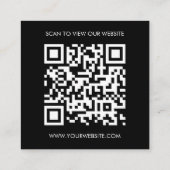 Carte De Visite Carré Custom Logo Black White QR Code Website (Dos)