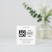Carte De Visite Carré Custom Logo Black White QR Code Website (Debout devant)