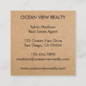 Carte De Visite Carré Custom Ocean View Photo Realty Kraft (Dos)