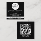 Carte De Visite Carré Customizable Logo Professional Black QR Code (Devant / Derrière)