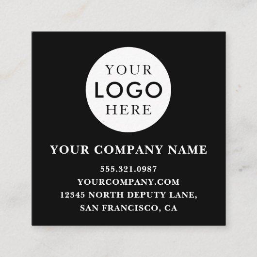 Carte De Visite Carré Customizable Logo Professional QR Code Black (Devant)