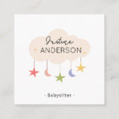 Carte De Visite Carré Cute Babysitter Business Card | Fun & Friendly i (Devant)