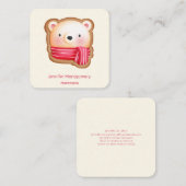 Carte De Visite Carré Cute Bear Face (Devant / Derrière)