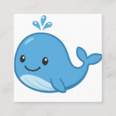 Carte De Visite Carré Cute Blue Whale Sticker (Dos)