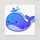 Carte De Visite Carré Cute Blue Whale Sticker (Devant)
