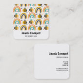 Carte De Visite Carré Cute Bumble Bee et Rainbows Motif (Devant / Derrière)
