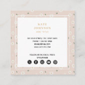 Carte De Visite Carré Cute Daisy Floral Blossoms & Greenery Florist (Dos)