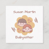 Carte De Visite Carré CUTE ENFANTS Babysitter QR Code bébé (Devant)